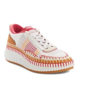 Chloe Nama platform Women's White Pink and Tan Sneakers